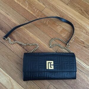 Balmain Black and Gold Crossbody Bag with Quilted Design